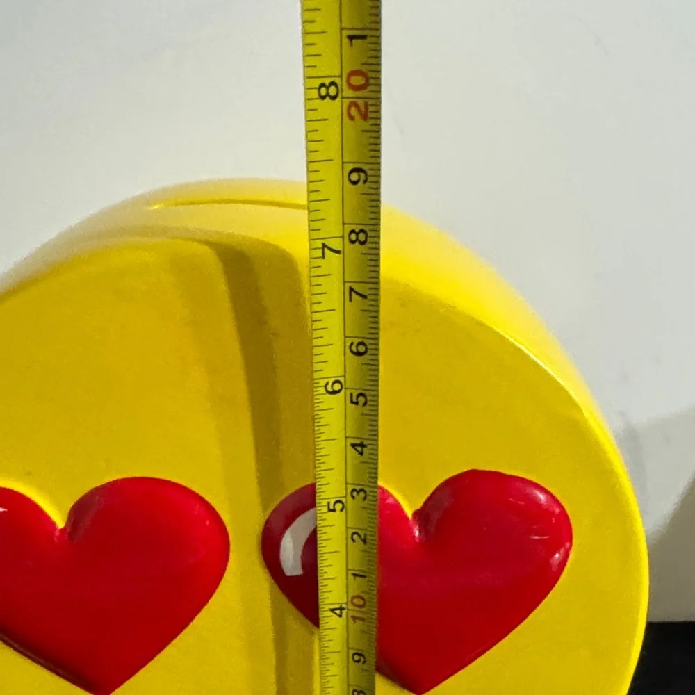 Emoji Heart Eyes Smiley Face Yellow Red Ceramic Coin Money Piggy Bank Saving